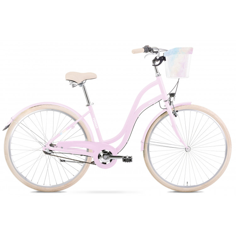 Mestský bicykel 28" Romet POP ART pastelovo-ružový hliníkový 17" 